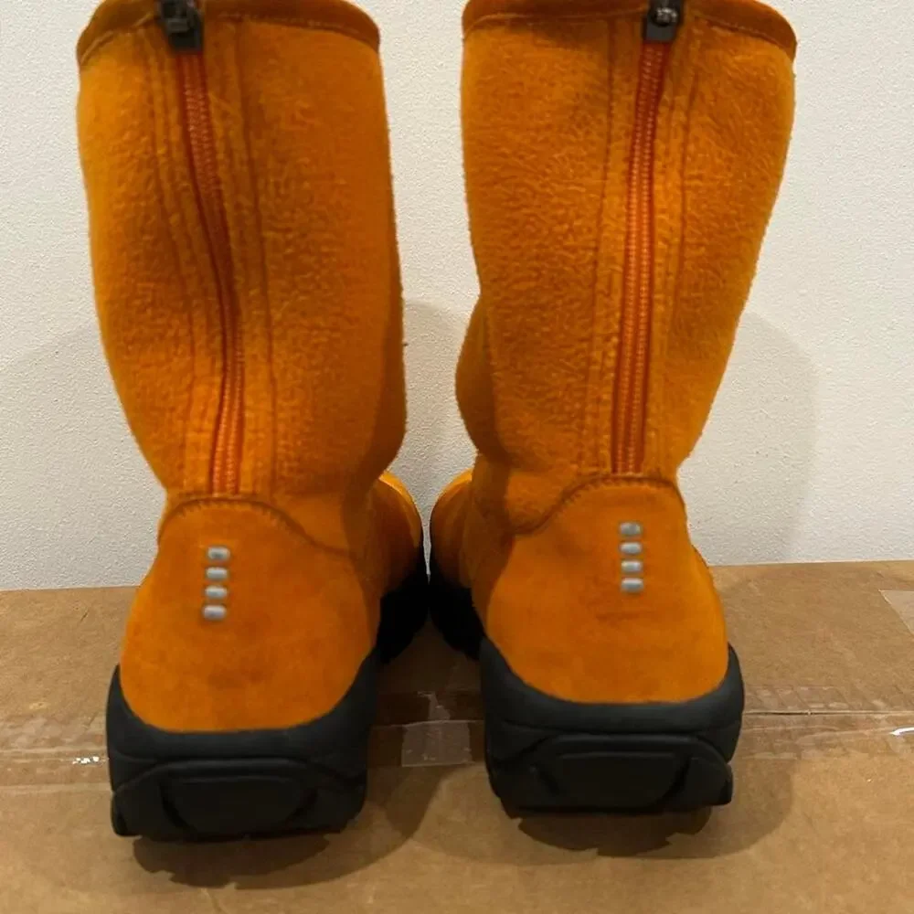 Lands end orange suede and fleece women's mid calf winter boots size 7.5